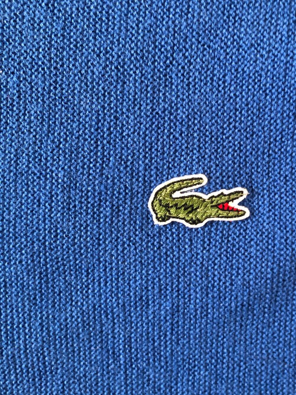 Vintage Izod Lacoste Cardigan Sweater Mens Large Blue Croc Logo 80s Large - Picture 6 of 10